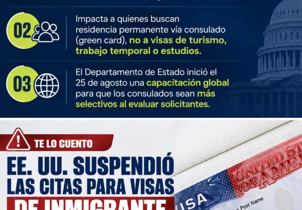 EE. UU. PAUSA CITAS DE VISAS DE INMIGRANTE A NIVEL MUNDIAL