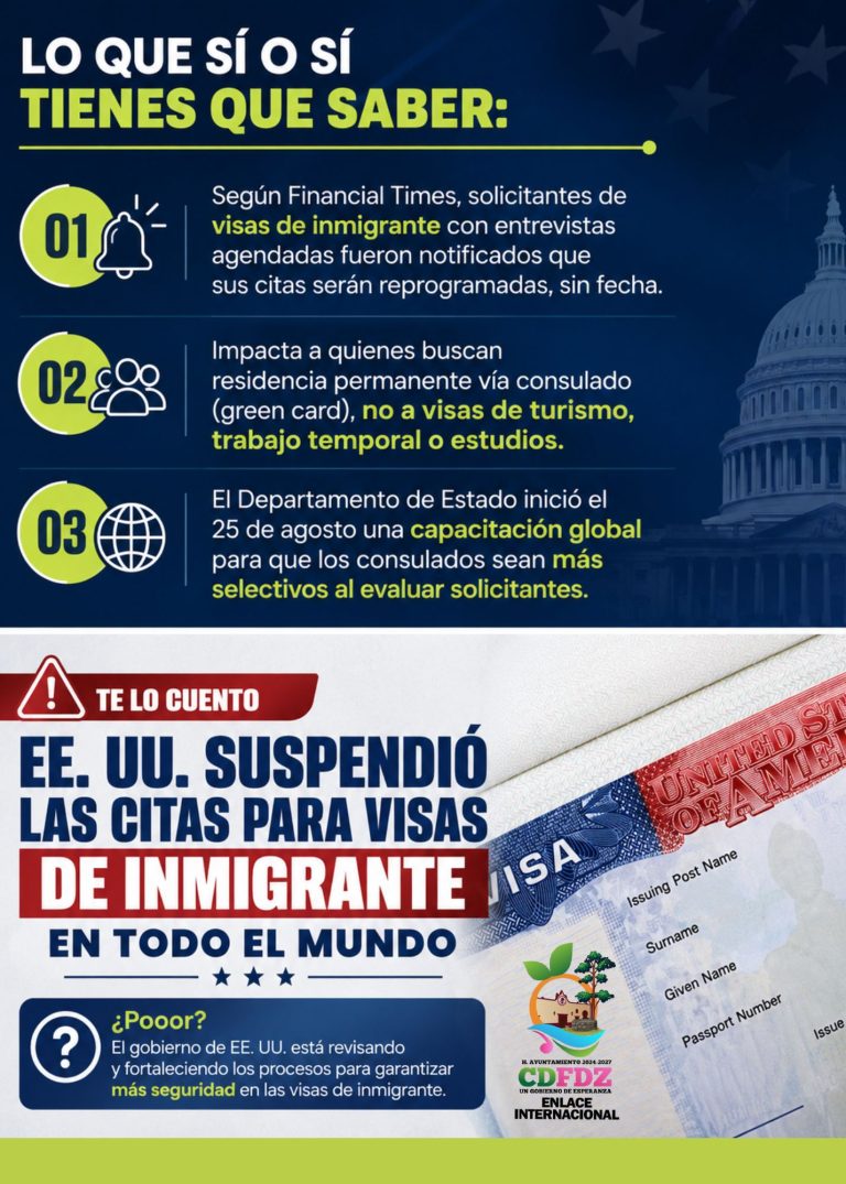 EE. UU. PAUSA CITAS DE VISAS DE INMIGRANTE A NIVEL MUNDIAL